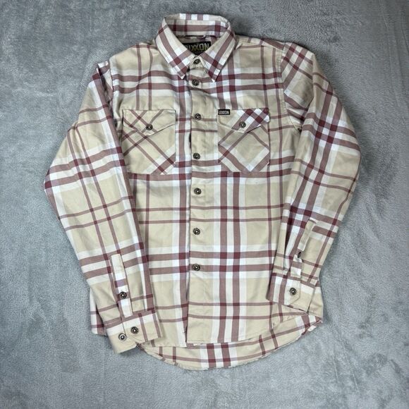 Dixxon Flannel Shirt Mens Small Beige Plaid Button Up The Burleigh SOLD OUT - Picture 1 of 8